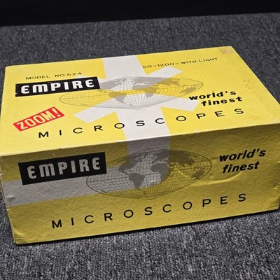 Empire Microscope Model 624 Vintage 50 1200X Zoom With Light Original Box