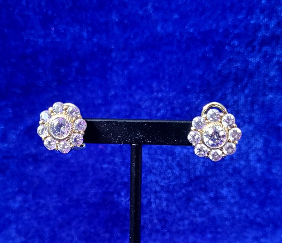 Pendientes Judith Ripka Vermiel 925 Floral Circonita Omega Trasera Foto 3 de 4