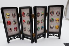 CHINESE SONG DYNASTY OPERA MASK SOUVENIR MINIATURE FOLDING SCREEN 1960
