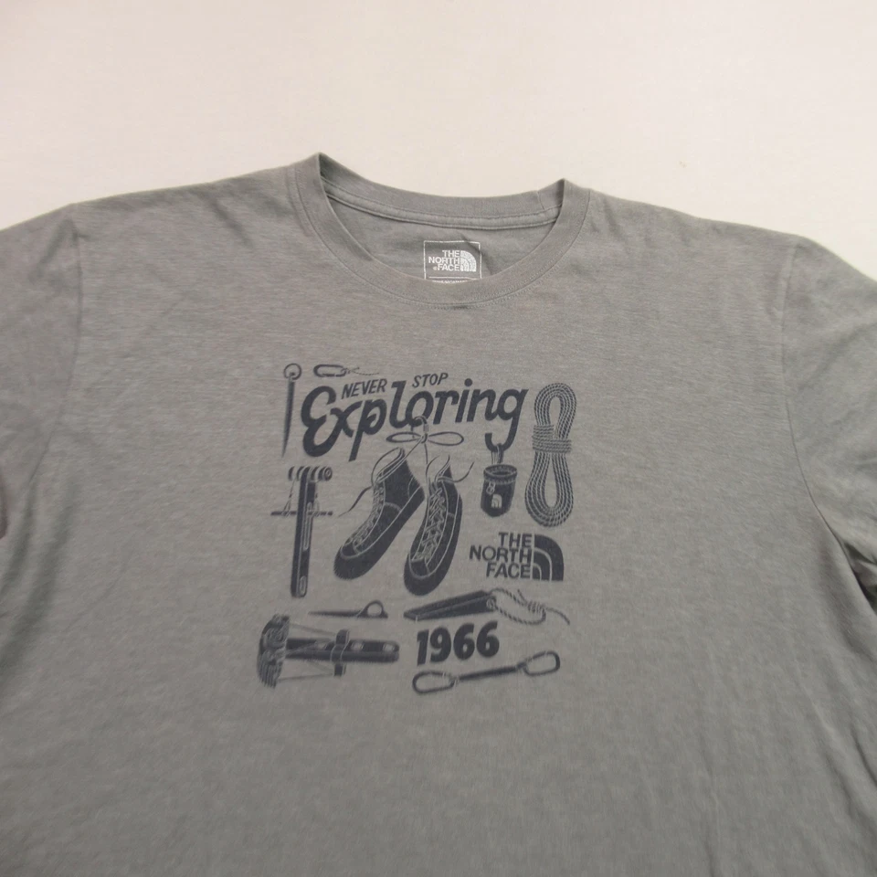 Camisa North Face Para Hombres XL Manga Corta Cuello Redondo Gris Ligera Informal Clásica Foto 3 de 4
