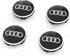 4 Tappi Coprimozzo Simil-Audi 61 e 69 mm Nero A1 A3 A4 A5 A6 Q3 Q5 Borchie Ruote