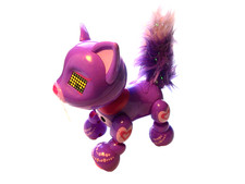 Zoomer Meowzie Interactive Toy Purple Plastic Cat Light Up Eyes Tail 2016