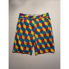 Royal  Awesome Shorts Mens 32 Multicolor Geometric Pattern Fun Golf Party Wear