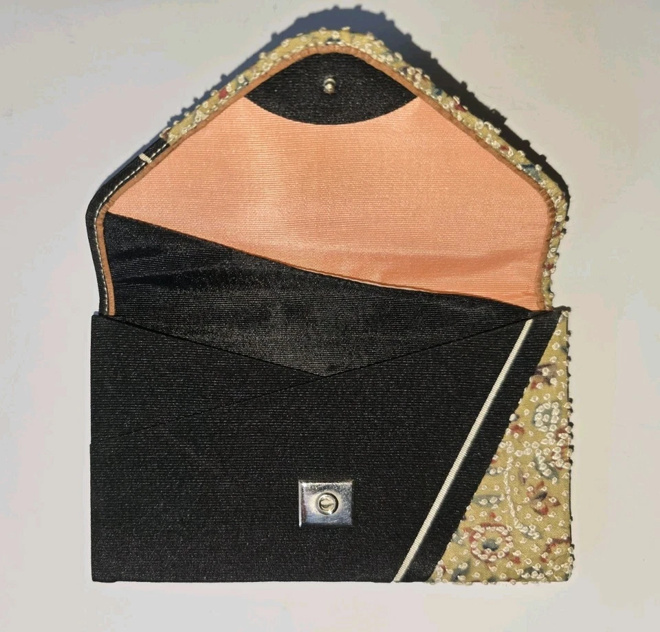 Vintage Authentic Hakata-ori Silk Purse & Wallet with Wood Box Case 5x3.5 in - Image 4 of 4