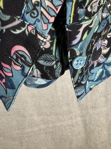 Zadig & Voltaire Tink Bohemian Patch Blouse Women's Sz XS Blue Butterfly Floral - Picture 6 of 15