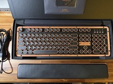 AZIO Retro Classic Artisan BT/USB Keyboard Mac PC + Wrist Rest & Desk Mat