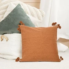  20" Square Canvas Pillow Tassels 20" x 20" (Pack of 1) Rust Cover Only