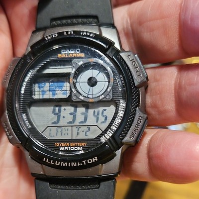 Casio AE-1000W Digital Quartz Illuminator Alarm 100m Black Resin Strap
