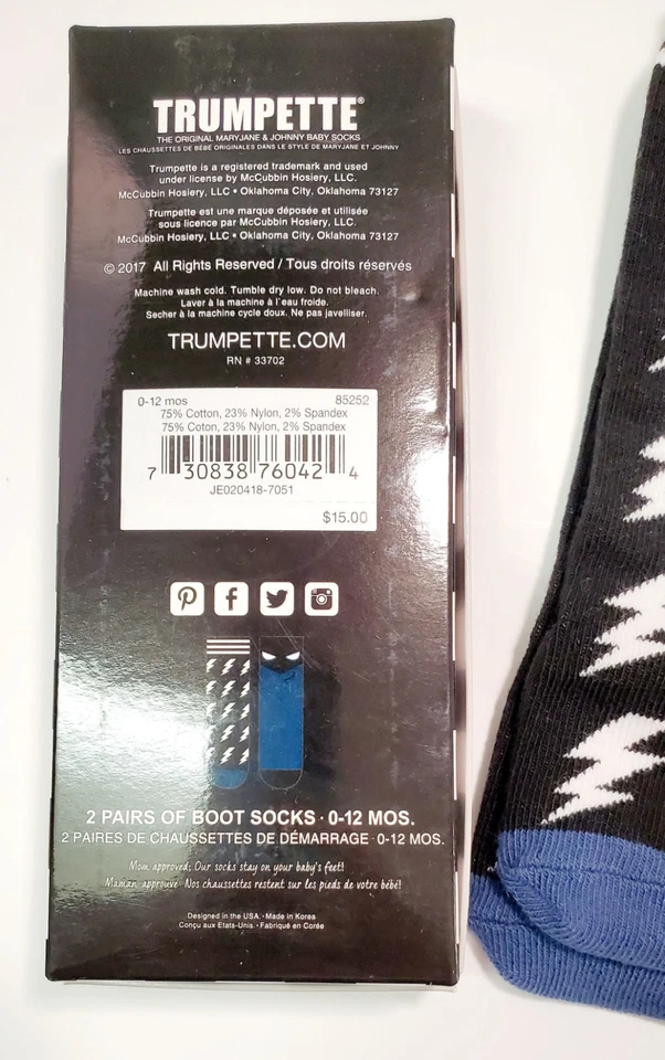 Calcetines bota bebé trompeta niños inspirados en "héroe" 2 pares talla 0-12 meses infantil Foto 3 de 3