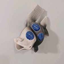 Vintage Signed  Ellsworth Raku Fish Art Pottery Sculpture Blue & Gray RARE Rtrd.