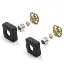 Black Square Shower Fixing Kit Plates (Pair) with 3/4 Connection - Wall Mounted