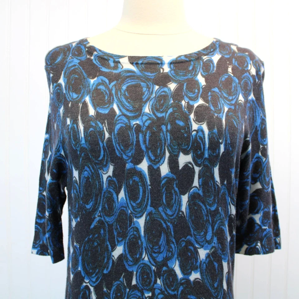 Love Moschino Mujer US 6 Abstracto Floral Suéter Vestido Azul Gris Blanco Foto 3 de 4