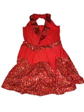 Revolution Dance Costume Girls Size XXLC Red Sequin Style RC21560