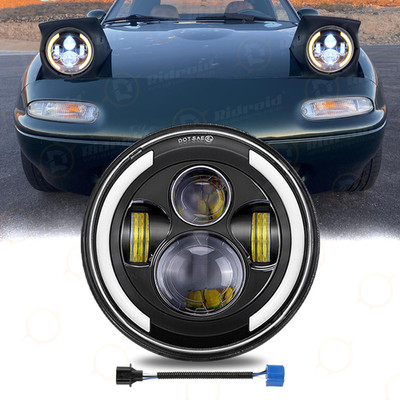 7''inch LED Projector Headlight Hi-Low Beam For Mazda 1990-1997 Miata MX5 MX-5