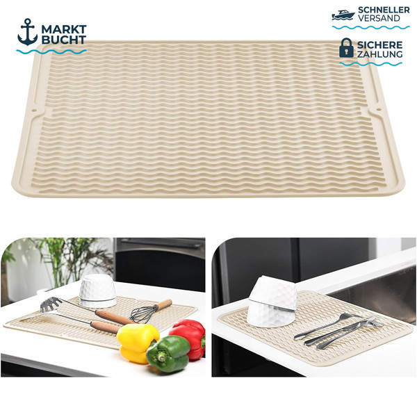 Abtropfmatte Silikon HitzebestäNdig Rutschfest 30X40Cm Beige SpüLe Tischset-image