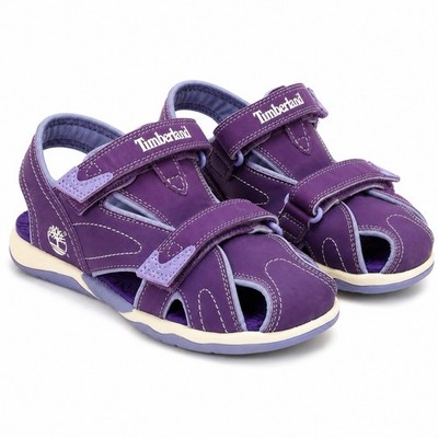 Timberland Girls Purple Sport Sandals Hook & Loop Comfort Shoes Size 3 EU 35