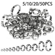 304 Stainless Steel Single Ear Hose Clamps Assortment Water Pipe Hoop 6.5-60mm