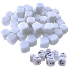 16MM Blank White Dice Set Acrylic Rounded D6 Dice Cubes for Game, Party, Fun,...