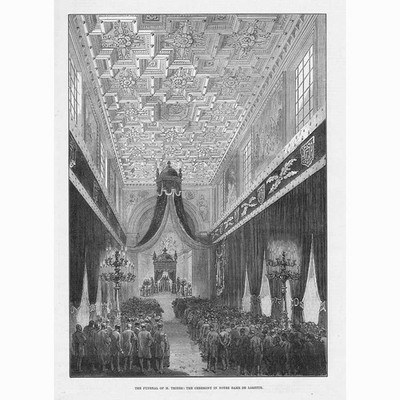 FRANKREICH Beerdigung von Adolphe Thiers in Notre Dame de Lorette - antiker Druck 1877