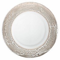 Eisch Teller Goldleaf Platin, Dekoteller, Servierteller, Glas, Platin, 32 Cm