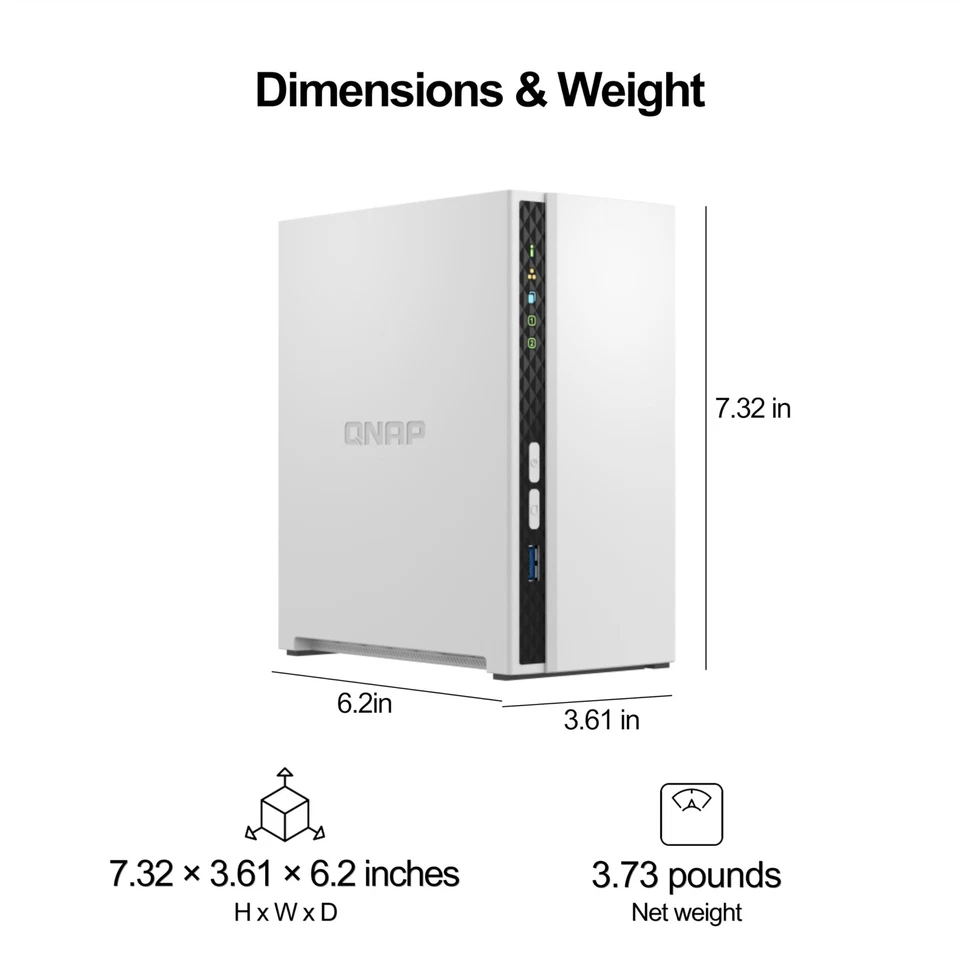 TS-233-US 2 Bay Affordable Desktop NAS with ARM Cortex-A55 Quad-core Processo... - Image 3 of 4