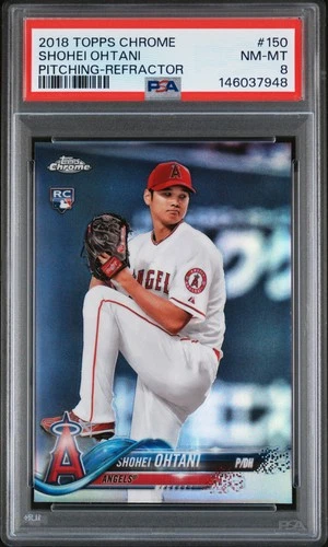 146037948 Shohei Ohtani 2018 Topps Chrome #150 Refractor Rookie RC PSA 8