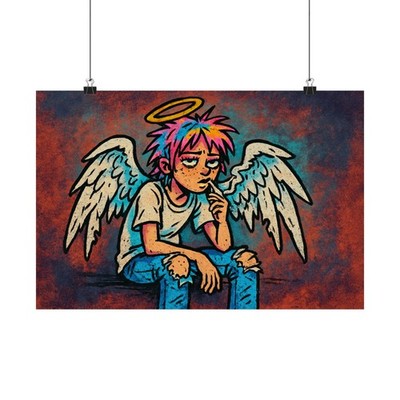 New Horizontal Poster Grunge Angel with Cigarette