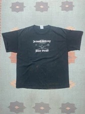 Vintage y2k t shirt fashion victim pirate skull faded black distressed grunge XL