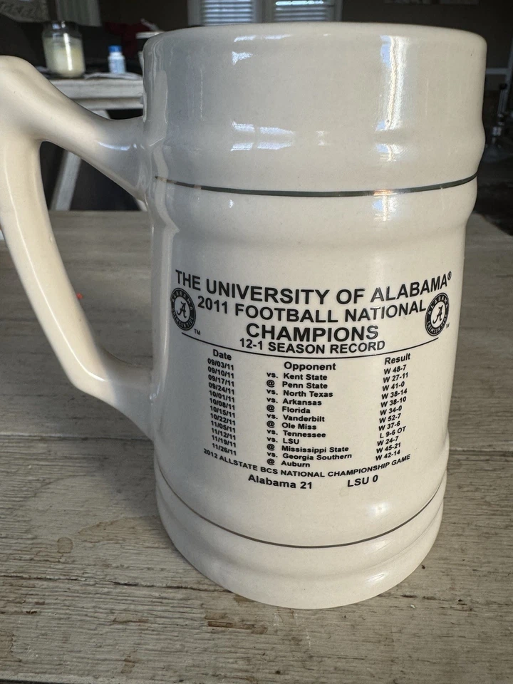 Alabama Crimson Tide 2011 Vintage National Championship Beer Stein Mug Excellent - Image 2 of 2