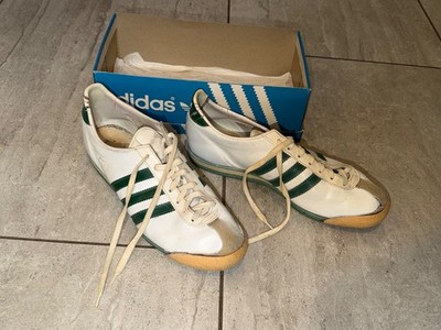 Vintage 1970S Adidas Italia Sneakers White Green Made West Germany US 9.5 OG Box