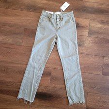 Vervet Jeanne High Rise Stretch Slim Straight Jeans 24 Distressed Green NEW