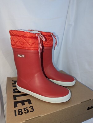 Aigle Giboulee Unisex Doodle 2 Regen Schneestiefel rot Gummistiefel UK Gr. 3,5 #26