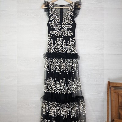 floral vine applique gown bcbg