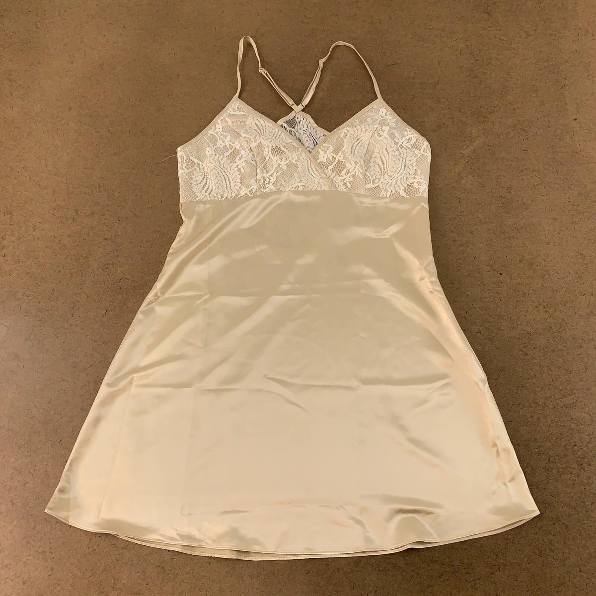 Lulus Women's Size Small Turn up the Romance Champagne Satin Lace Slip New  | eBay