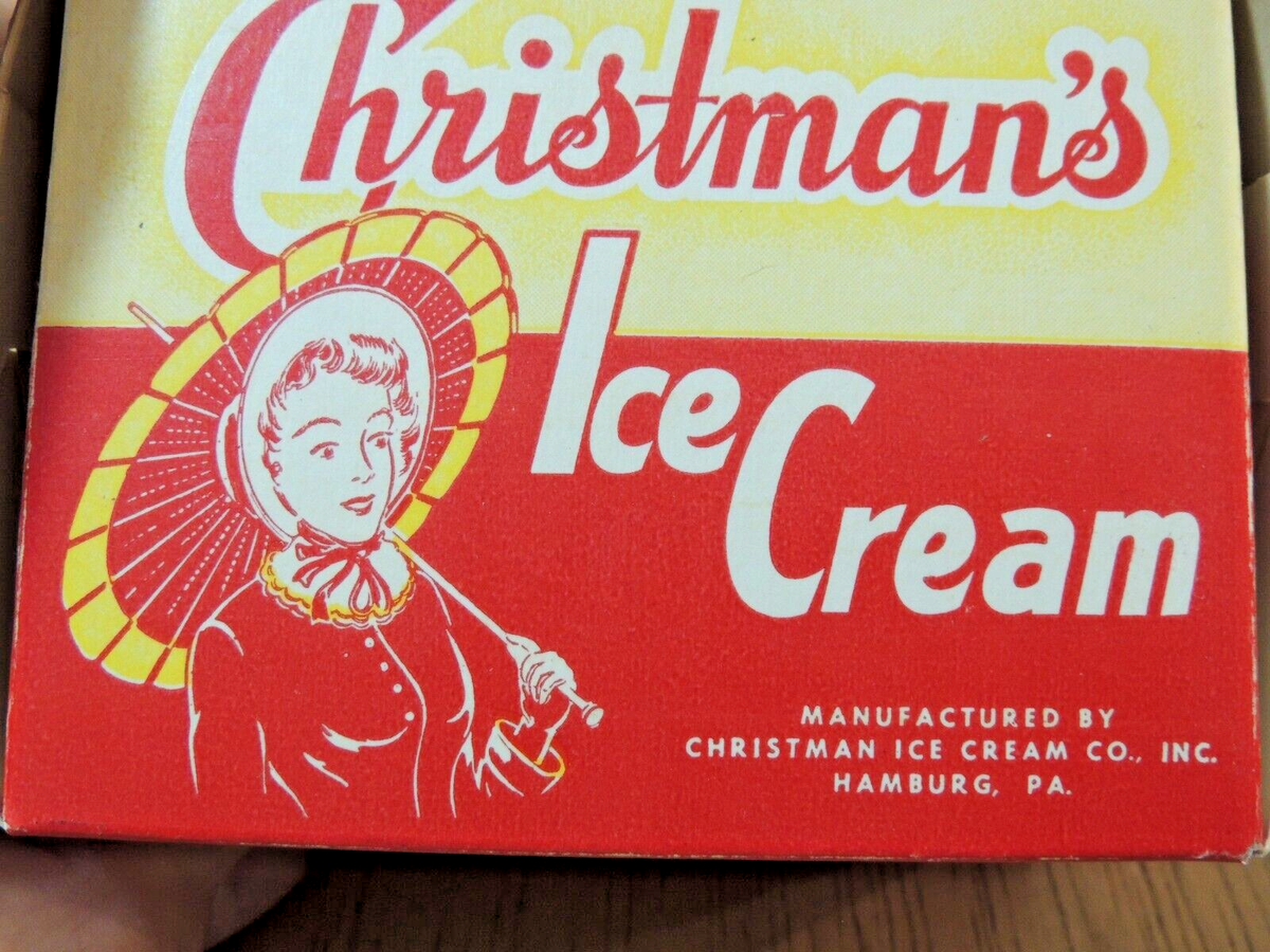Vintage 1950's Christman's Cardboard Ice Cream Container One Pint