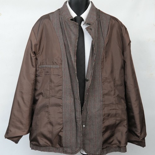 Abrigo deportivo PacSun Burning Rebel marrón a cuadros algodón para hombre XL calaveras Rockabilly - Imagen 7 de 9