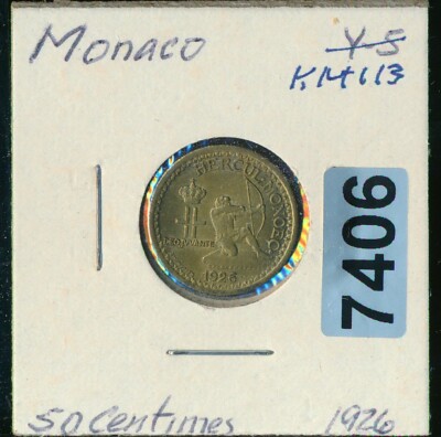 MONACO - 50 CENTIMES 1926 K113 - TONING BU - #7406 - VERY SCARCE
