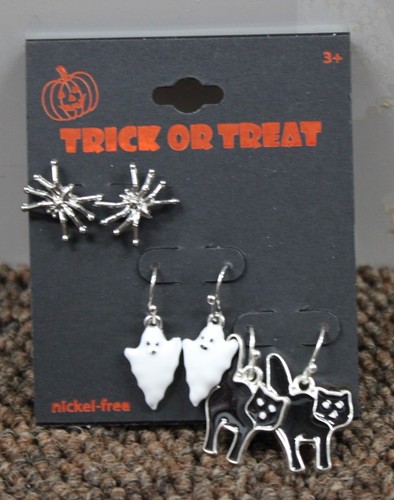 9 Paire Halloween Boucles Cadeau Chat Chauve-Souris Fantômes Spiders sans Nickel - Photo 6 sur 11