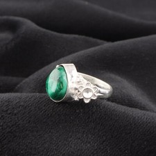 Malachite Gemstone 925 Sterling Silver Ring Handmade Jewelry Gift For Women