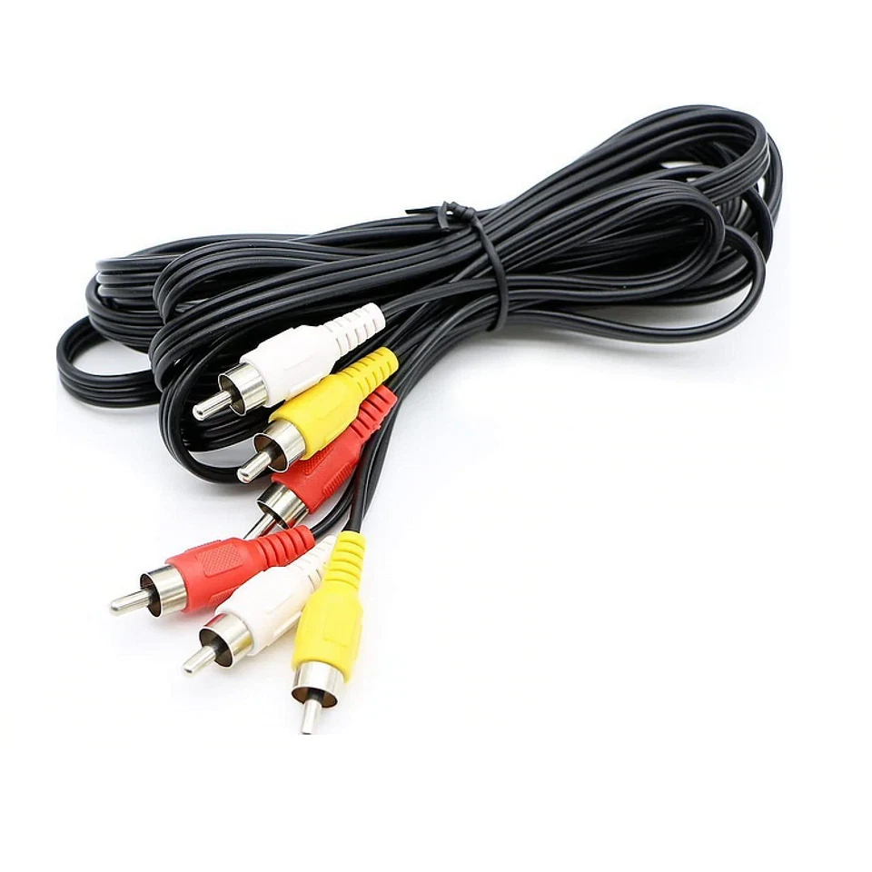 Pack of 10 AV Male to Male 3 RCA Audio Video Composite Cable Black (6 feet) - Image 3 of 4