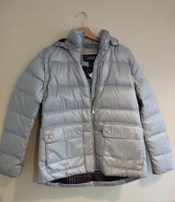 Lands End Xs Jacket Silver Grey Hooded Titanium 700 Down Puffer Winter Warm