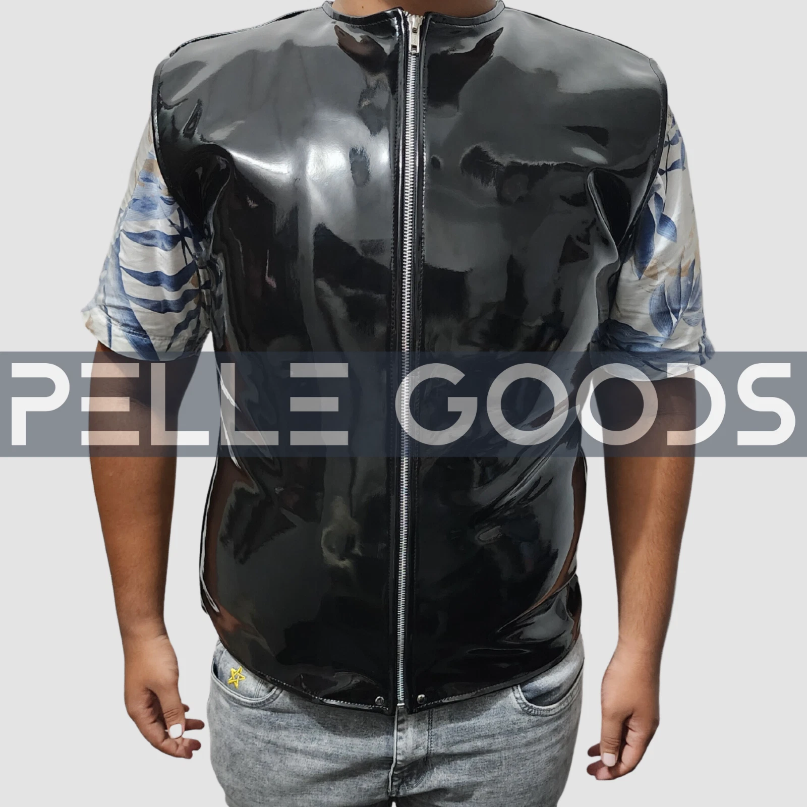 Men's Vinyl Vest Sleeveless Slim Fit Stylish Outerwear for Party or Casual Wear