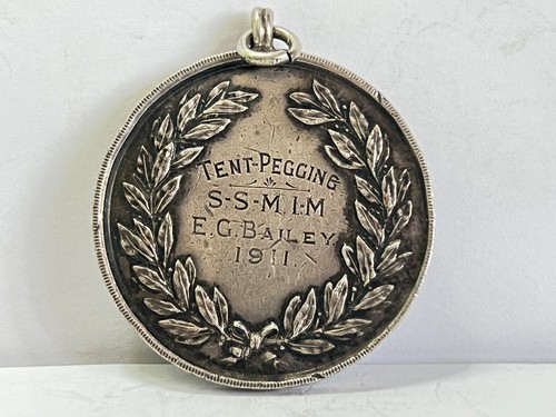 1911 Cavalry Sport of Tent Pegging Hallmarked Silver Medal E.G Bailey 40mm 20gr