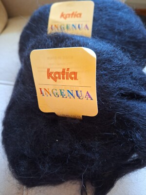 Black  Katia INGENUA Yarn  MOHAIR Blend LUXURY Yarn 50 Gr153 Yds New, qty 2