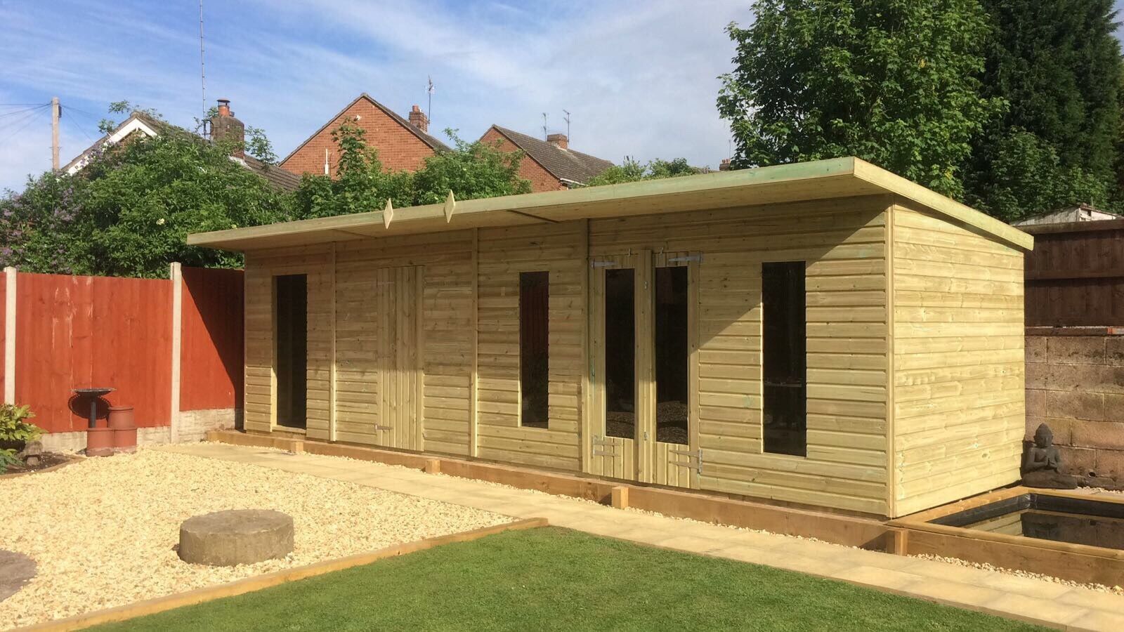 30x10ft Large Garden Shed With Log Store Pent Roof Wooden 