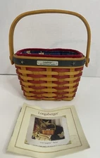 Longaberger 2001 Inaugural  Basket, Fabric Liner & Protector set