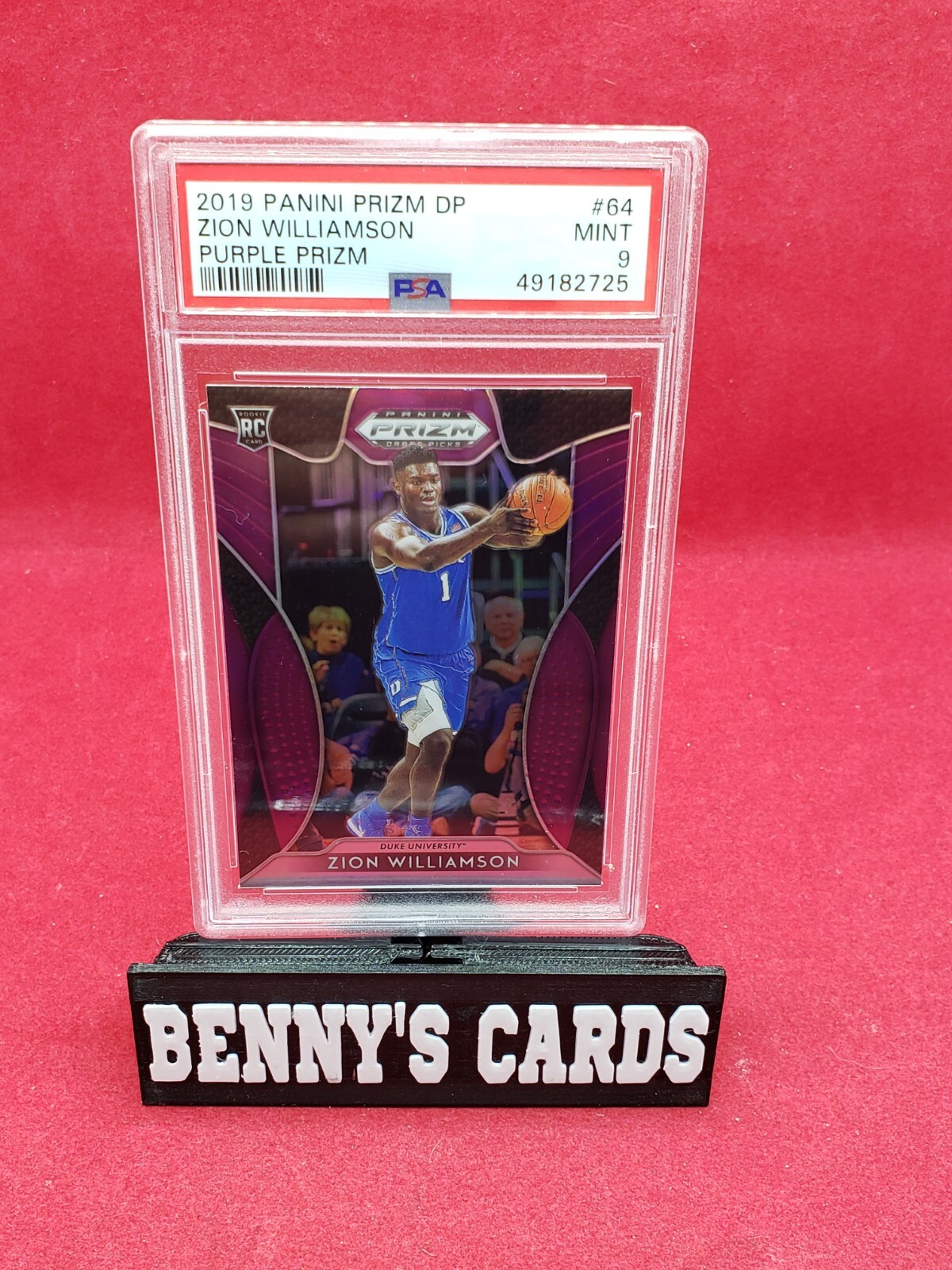 2019 Panini Prizm Draft Picks Purple Prizm PSA Graded Mint 9 RC Zion Williamson