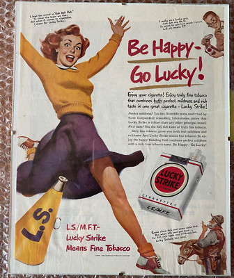 Alte Werbe Anzeige Lucky Strike (Rückseite CHEVROLET) BE HAPPAY - GO LUCKY!