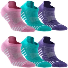 Womens Bamboo Low Cut ANKLE SOCKS with Heel Tab Thin Athletic 6 pair Comfort Fit
