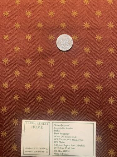 Vintage Remnant Stella Laura Ashley designer Cotton Upholstery fabric 17 X 54